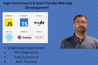 do react js, next js, typescript web app full stack development