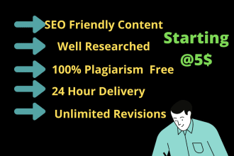write SEO friendly and well researched articles and blogs