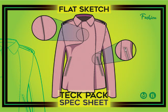 design clothing fashion flat sketch tech pack spec sheet