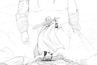 drawing illustration of story or concept art