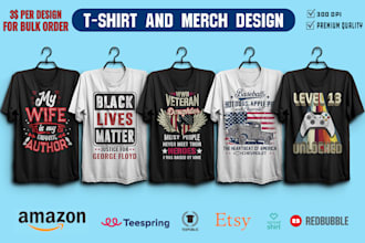 design custom  bulk t shirt design for your pod business