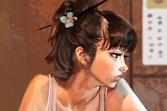 draw amazing semi realistic illustration, portrait not ai