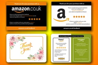 design amazon product insert, gift card, invitation card