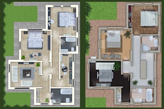 provide interior, exterior design 2d planning and renderings service