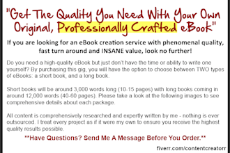 write a long eBook or short report on any niche; quality eBook writing but not