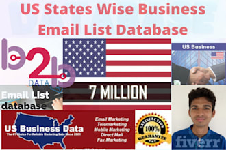 provide targeted US states wise business email list database