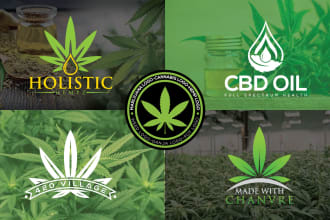 design unique marijuana cannabis hemp weed cbd oil and medical logo