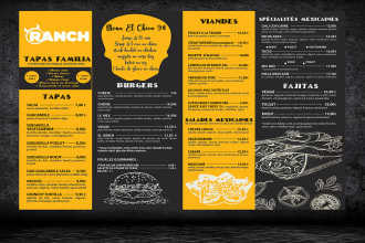 design food truck menu, cafe menu and restaurant menu