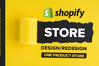 design one product shopify dropshipping store or website