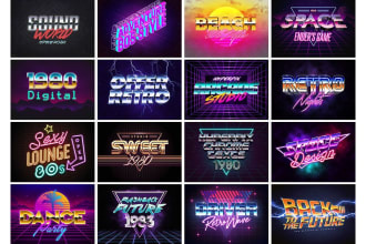 do 80s,chrome,silver,neon logo or text effect