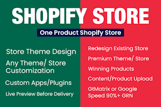 create one product shopify store, shopify dropshipping store