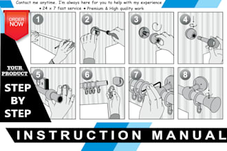 draw high quality instruction manual step by step guide for your product