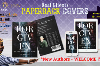 design paperback or hardcover front, spine, rear, and ebook