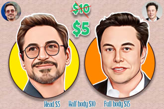 make cartoon caricature headshot avatar portrait from photo