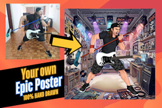 create a personalized movie, comic or game poster