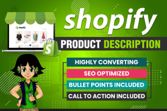 write shopify product description with SEO titles and tags