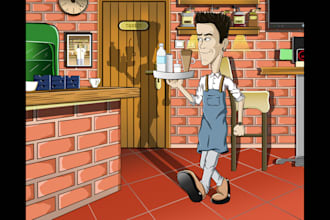 create a custom cartoon portrait from photo with background