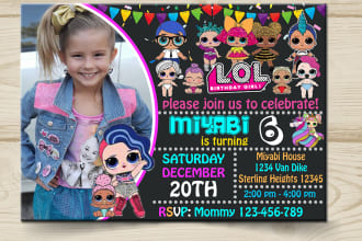 design lol dolls surprise birthday party invitation