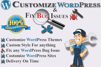 customize and fix wordpress site bugs and errors