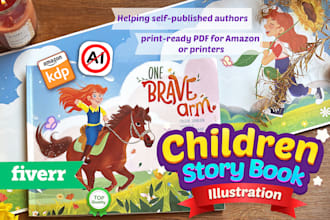 create children story book illustrations, kids book cover
