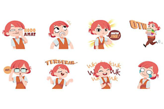 draw emoticon sticker with cute characters