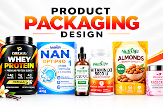 design product labels, supplement labels and product packaging