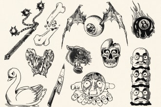 design traditional line art minimalist tattoo flash for you