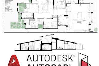 draw architecture 2d plan and section in autocad