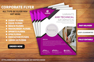 do corporate flyer, sports flyer, food flyer, event design