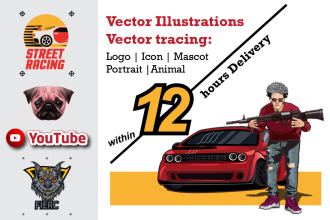 vector tracing, redraw logo and vector illustration