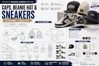 design customized cap, hats, beanie, bags, gloves and custom sneakers
