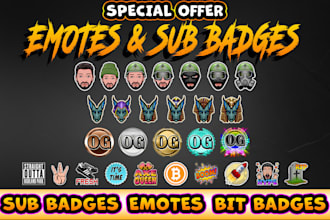 design twitch emotes, twitch badges, twitch sub badges