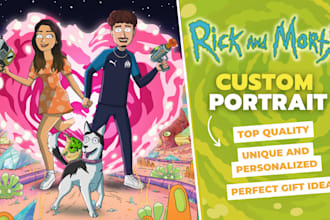 draw you the best illustration in rick and morty style