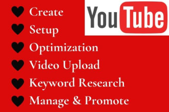 setup, manage, promote, rank and optimize your youtube channel