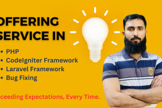 do bug fixing, develop websites in PHP laravel and codeigniter