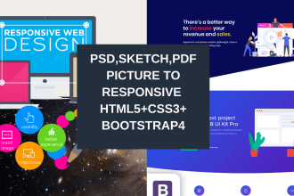 do psd,sketch,pdf,to HTML responsive bootstrap