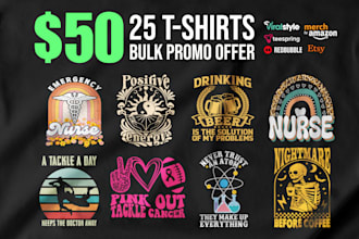 design typography bulk t shirt for etsy amazon printful