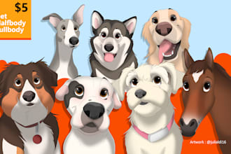 draw pet portrait into cartoon disney