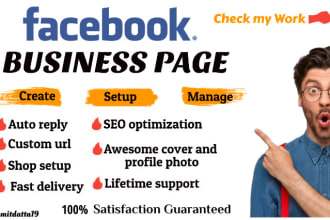 create, setup or fix your facebook business page, fan page