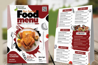 create restaurant menu design or menu board within 24 hours