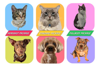 draw cat dog or any pets into cartoon portrait