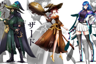 make a character design and concept art in anime style