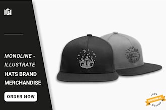 make a unique and cool illustration for hat brand merchandise