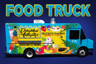 design very creative and impressive food truck wrap and food trailer wrap design