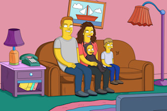 draw you in a popular yellow cartoon style in a 24 hours