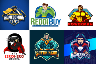 draw awesome superhero mascot character and logo
