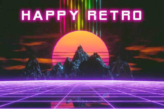 produce happy synthwave retro style music