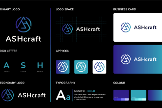 do modern and minimalist logo brand identity with brand style guides