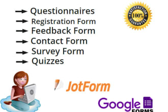 create responsive online form quiz survey using google forms or jotform