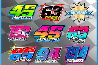 create racing number, racing team logo, car wash